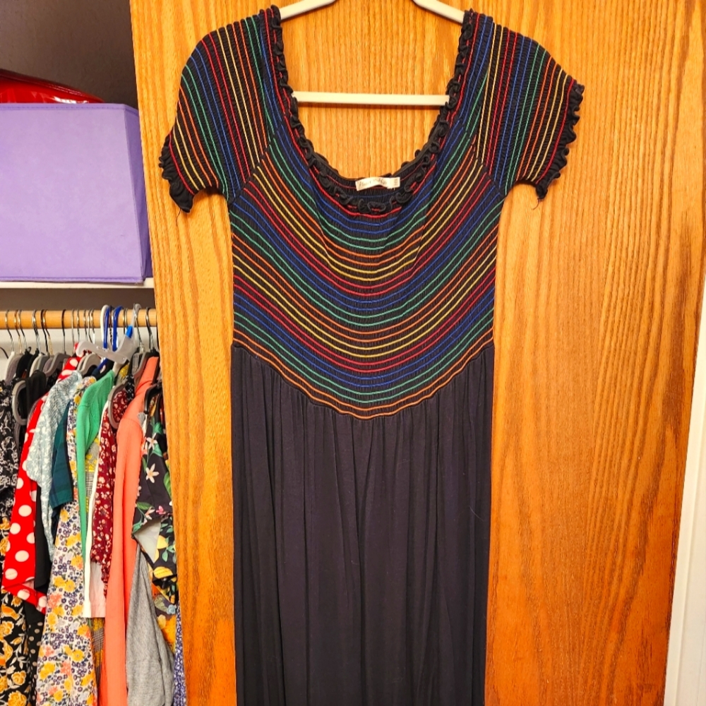Rainbow Black Maxi Dress